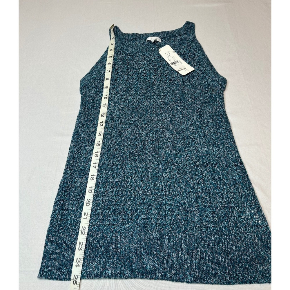 New York & Company Teal Marled Knit Sleeveless Halter Sweater Tank Top Small NWT